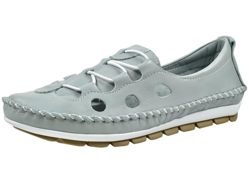Gemini 003115-01 Damen Ballerina Slipper Mokassins Leder, Größe:42 EU, Farbe:Blau von Gemini