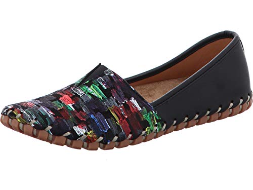 Gemini 031203-19 Damen Ballerinas Slipper Mokassin Leder, Größe:37 EU, Farbe:Schwarz von Gemini