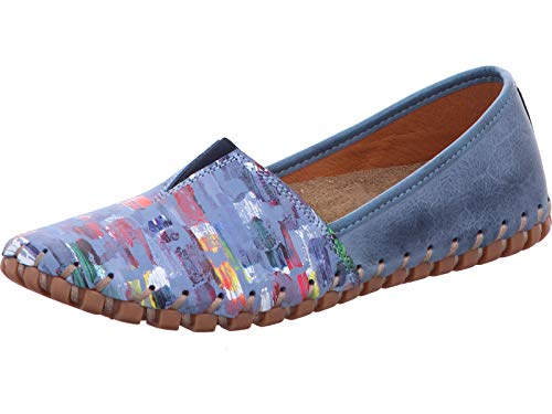 Gemini 031203-19 Damen Ballerinas Slipper Mokassin Leder, Größe:37 EU, Farbe:Blau von Gemini