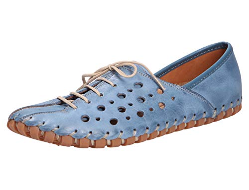 Gemini 031210-02 Schuhe Damen Halbschuhe Ballerinas Schnürschuhe, Größe:39 EU, Farbe:Blau von Gemini