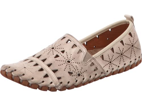 Gemini 031225-02 Damen Schuhe Ballerinas Slipper Mokassins Leder, Größe:37 EU, Farbe:Beige von Gemini