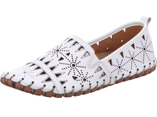 Gemini 031225-02 Damen Schuhe Ballerinas Slipper Mokassins Leder, Größe:41 EU, Farbe:Weiß von Gemini