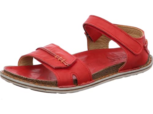 Gemini Damen Sandalen Knöchelriemen Ziernaht Korkoptik 331209-01, Größe:39 EU, Farbe:Rot von Gemini