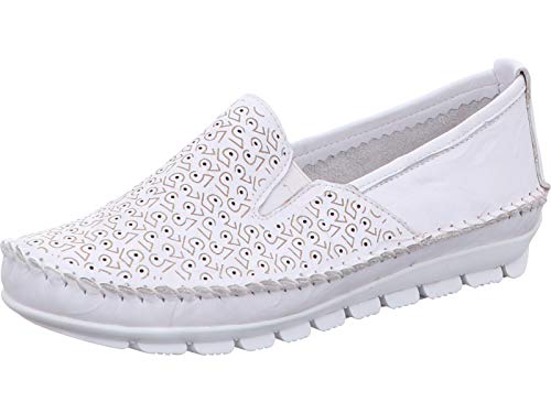 Gemini Damen Ballerinas Leder Mokassins Slipper 382163-01, Größe:38 EU, Farbe:Weiß von Gemini