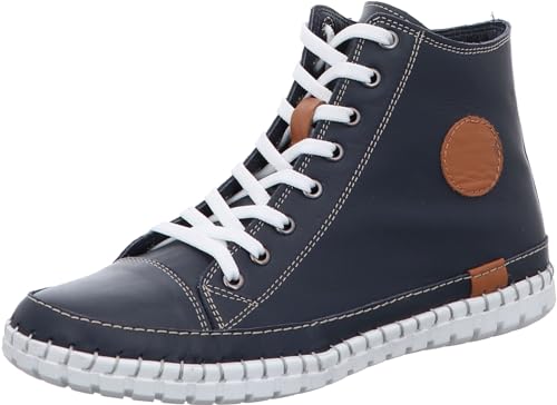 Gemini Damen Schnürboot Reißverschluss High Top Sneaker Stiefelette 395160-02, Größe:38 EU, Farbe:Blau von Gemini