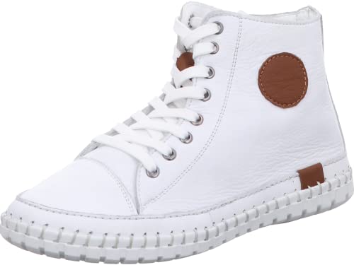 Gemini Damen Schnürboot Reißverschluss High Top Sneaker Stiefelette 395160-02, Größe:37 EU, Farbe:Weiß von Gemini