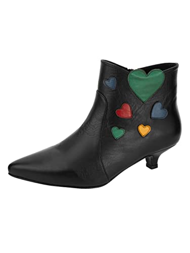 Gemini Ankle Boots Damen Bunt Rindsleder Reißverschluss Schwarz, Multicolor 38 von Gemini