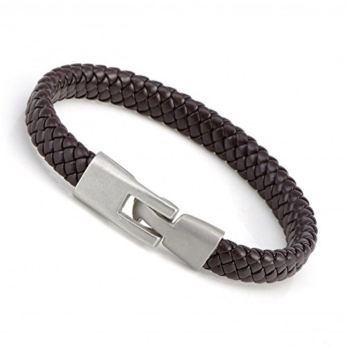 Gemini Armband (braun), hochwertiges Leder, Hakenverschluss polierter Edelstahl, maskulines Design für Boys, Girls, Herren, Damen, Unisex, 24,1 cm (Länge) von Gemini