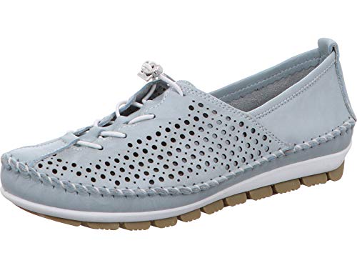 Gemini Damen Ballerina Slipper Mokassins Leder 003138-01, Größe:42 EU, Farbe:Blau von Gemini