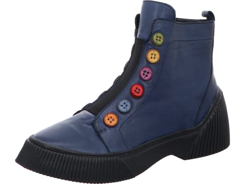 Gemini Damen Boot Stiefelette Bunte Knöpfe Reißverschluss 033100-02, Größe:40 EU, Farbe:Blau von Gemini