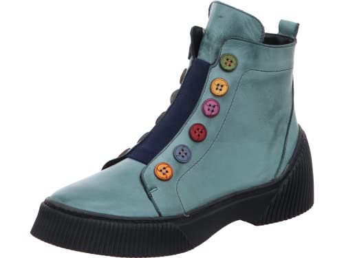 Gemini Damen Boot Stiefelette Bunte Knöpfe Reißverschluss 033100-02, Größe:40 EU, Farbe:Türkis von Gemini