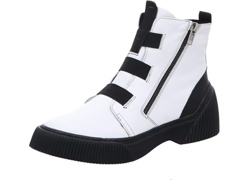 Gemini Damen Boot Stiefelette Reißverschluss Gummizug Profilsohle 033134-02, Größe:37 EU, Farbe:Weiß von Gemini