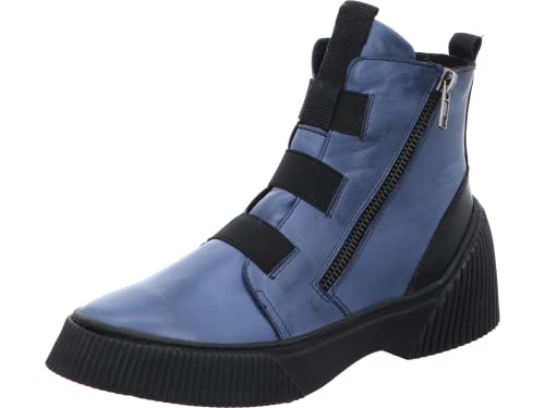 Gemini Damen Boot Stiefelette Reißverschluss Gummizug Profilsohle 033134-02, Größe:38 EU, Farbe:Blau von Gemini