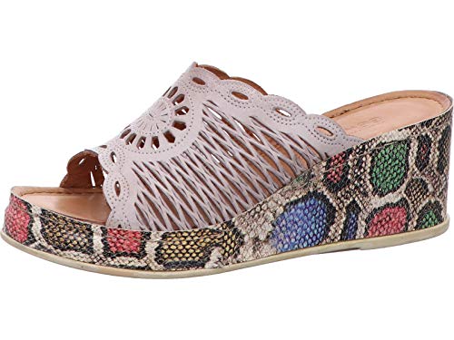 Gemini Damen Clogs Leder Pantoletten 032641-73, Größe:38 EU, Farbe:Grau von Gemini