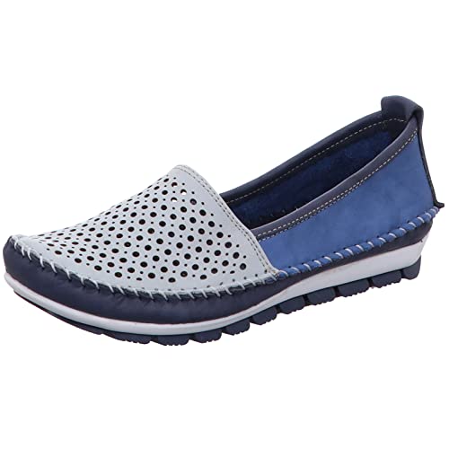 Gemini Damen Leder Ballerinas Mokassins 382013-01, Größe:41 EU, Farbe:Blau von Gemini