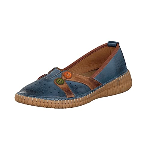 Gemini Damen Leder Slipper Ballerina 332844-02 (Blau, Numeric_42) von Gemini