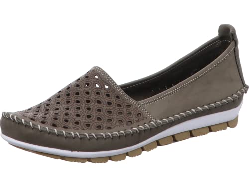 Gemini Damen Leder Slipper Ballerina Mokassins 003128-01, Größe:38 EU, Farbe:Grün von Gemini