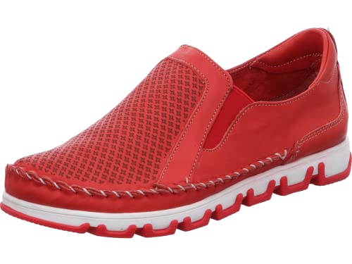 Gemini Damen Leder Slipper Halbschuhe Stretcheinsatz 382225-29, Größe:37 EU, Farbe:Rot von Gemini