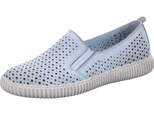 Gemini Damen Leder Slipper Mokassins Lochmuster 035639-02, Größe:40 EU, Farbe:Blau von Gemini