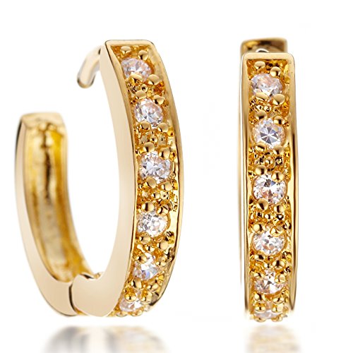 Gemini Ohrstecker (Gold 18K), Luxus Design mit hochwertigen Kristall Stein Elementen, Rundform, für gehobene Anläße, beliebt bei Girls & Damen, 1,9 cm Durchmesser von Gemini