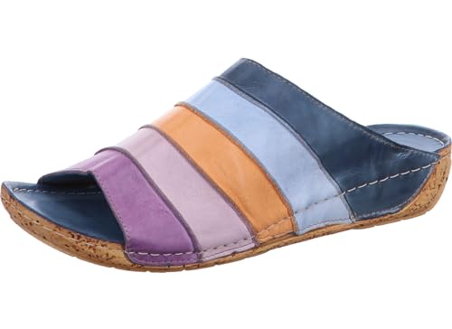 Gemini Damen Pantolette Clog Leder Keilabsatz Korkoptik 032084-02, Größe:37 EU, Farbe:Blau von Gemini