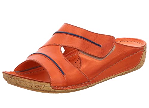 Gemini Damen Pantolette Klettverschluss Keilabsatz Leder 336054-02, Größe:41 EU, Farbe:Orange von Gemini