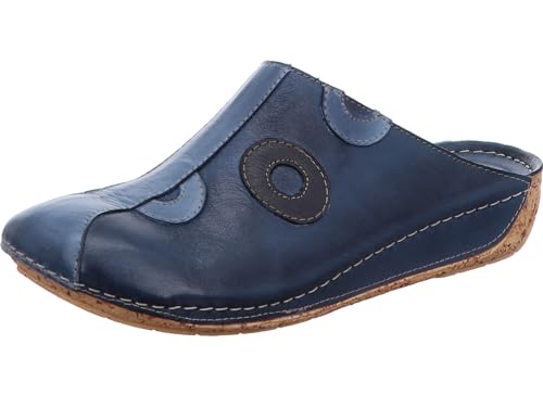 Gemini Damen Pantolette Leder Clog Sabot 336062-02, Größe:37 EU, Farbe:Blau von Gemini