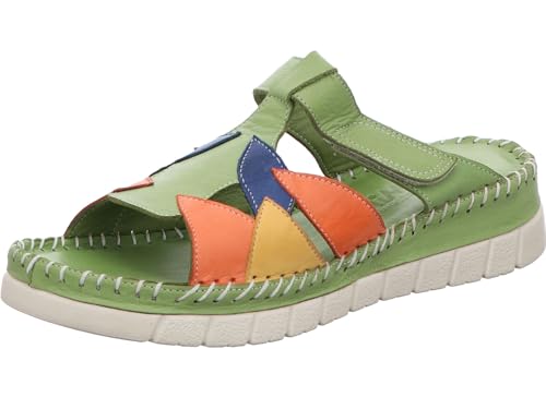 Gemini Damen Pantolette Leder Sabot Cutouts Clog 391210-02, Größe:40 EU, Farbe:Grün von Gemini