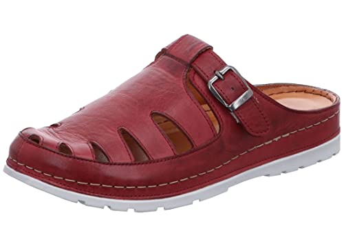 Gemini Damen Pantolette Leder geschlossen Cutouts Schnalle 031705-02, Größe:38 EU, Farbe:Rot von Gemini