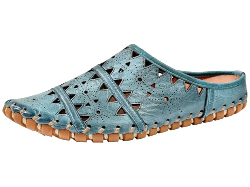 Gemini Damen Pantolette Sabot Leder Clog Cutouts 031195-02, Größe:37 EU, Farbe:Mehrfarbig von Gemini