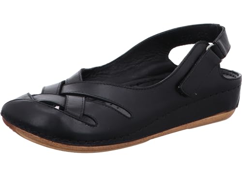 Gemini Damen Sandale Cutouts Leder Slingback 336511-02, Größe:37 EU, Farbe:Schwarz von Gemini