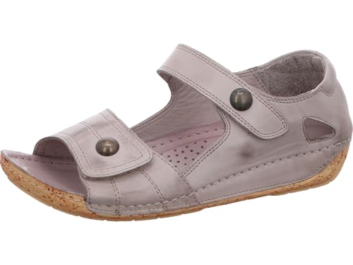 Gemini Damen Sandale Leder mit Klettverschluss und geschlossener Ferse 032093-02, Größe:41 EU, Farbe:Grau von Gemini
