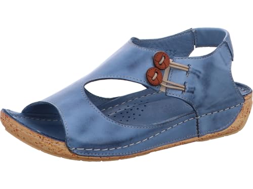 Gemini Damen Sandale Lederschuhe mit Elastikeinsatz 336069-02, Größe:37 EU, Farbe:Blau von Gemini