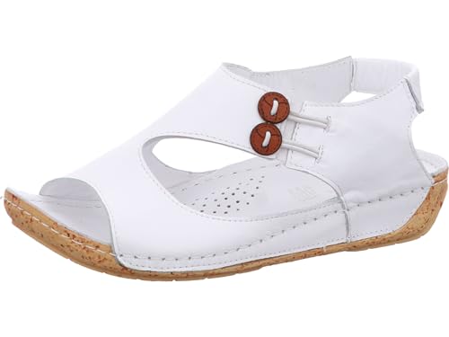 Gemini Damen Sandale Lederschuhe mit Elastikeinsatz 336069-02, Größe:41 EU, Farbe:Weiß von Gemini