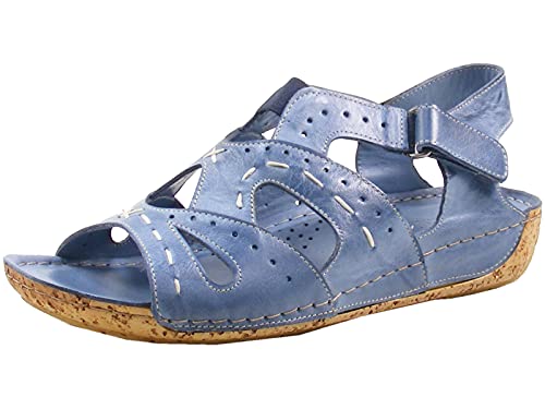 Gemini Damen Sandalen Leder Sandaletten 032131-02, Größe:41 EU, Farbe:Blau von Gemini