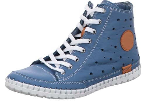 Gemini Damen Schnürboot Leder Reißverschluss Perforierung Stiefelette 395060-02, Größe:41 EU, Farbe:Blau von Gemini