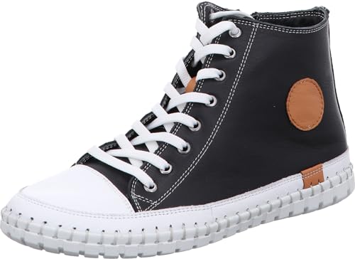 Gemini Damen Schnürboot Reißverschluss High Top Sneaker Stiefelette 395160-02, Größe:38 EU, Farbe:Schwarz von Gemini