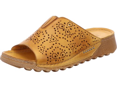 Gemini Damen Schuhe Pantoletten Clogs Leder Stretcheinsatz 032770-02, Größe:37 EU, Farbe:Gelb von Gemini