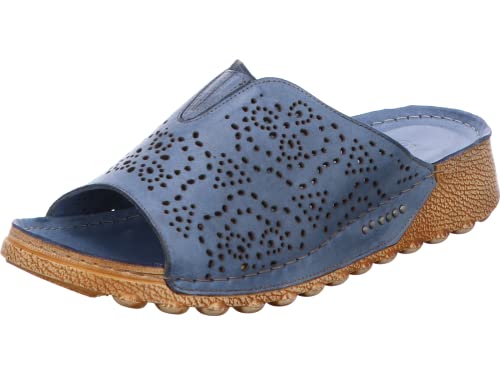 Gemini Damen Schuhe Pantoletten Clogs Leder Stretcheinsatz 032770-02, Größe:38 EU, Farbe:Blau von Gemini