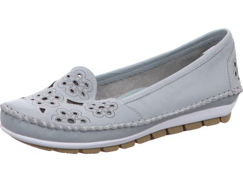 Gemini Damen Slipper Ballerina Leder Cutouts Blumenmuster 382336-01, Größe:42 EU, Farbe:Blau Gemini Damen Slipper Ballerina Leder Cutouts Blumenmuster 382336-01, Größe:42 EU, Farbe:Blau von Gemini