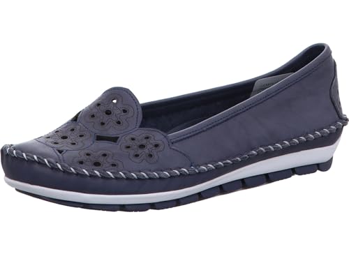Gemini Damen Slipper Ballerina Leder Cutouts Blumenmuster 382336-01, Größe:42 EU, Farbe:Mehrfarbig von Gemini