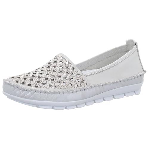 Gemini Damen Slipper GLANZNAPPA Weiss Gr. 40 von Gemini