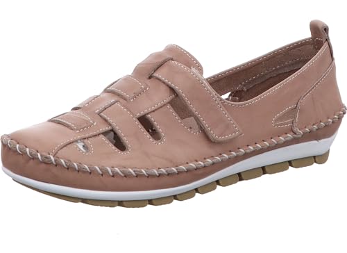 Gemini Damen Slipper Leder Flechtoptik Klettverschluss 382334-01, Größe:39 EU, Farbe:Grau von Gemini