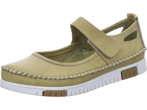 Gemini Damen Slipper Leder Klettverschluss ungefüttert flexibel 382534-01, Größe:39 EU, Farbe:Grün von Gemini