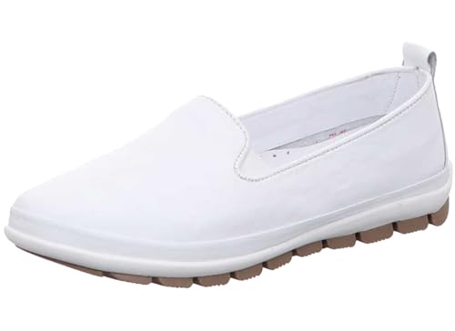 Gemini Damen Slipper Leder Mokassin elegant 341810-01, Größe:37 EU, Farbe:Weiß von Gemini