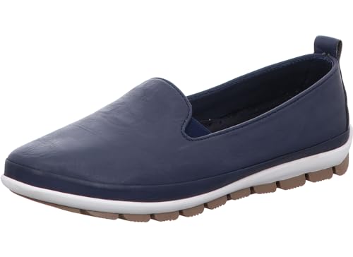 Gemini Damen Slipper Leder Mokassin elegant 341810-01, Größe:42 EU, Farbe:Blau von Gemini