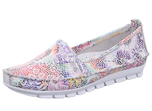 Gemini Damen Slipper Mokassin Leder Mosaik Optik bunt 003122-62, Größe:40 EU, Farbe:Mehrfarbig von Gemini