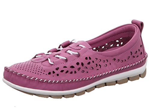 Gemini Damen Slipper Mokassin Schnürschuh sportlich Cutouts 340201-01, Größe:39 EU, Farbe:Pink von Gemini