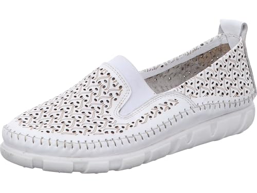 Gemini Damen Slipper Schlüpfschuh Lederschuh mit Lochmuster 395745-01, Größe:41 EU, Farbe:Weiß von Gemini