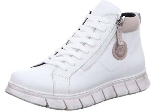 Gemini Damen Stiefelette High Top Sneaker Leder Reißverschluss 340240-02, Größe:38 EU, Farbe:Weiß von Gemini